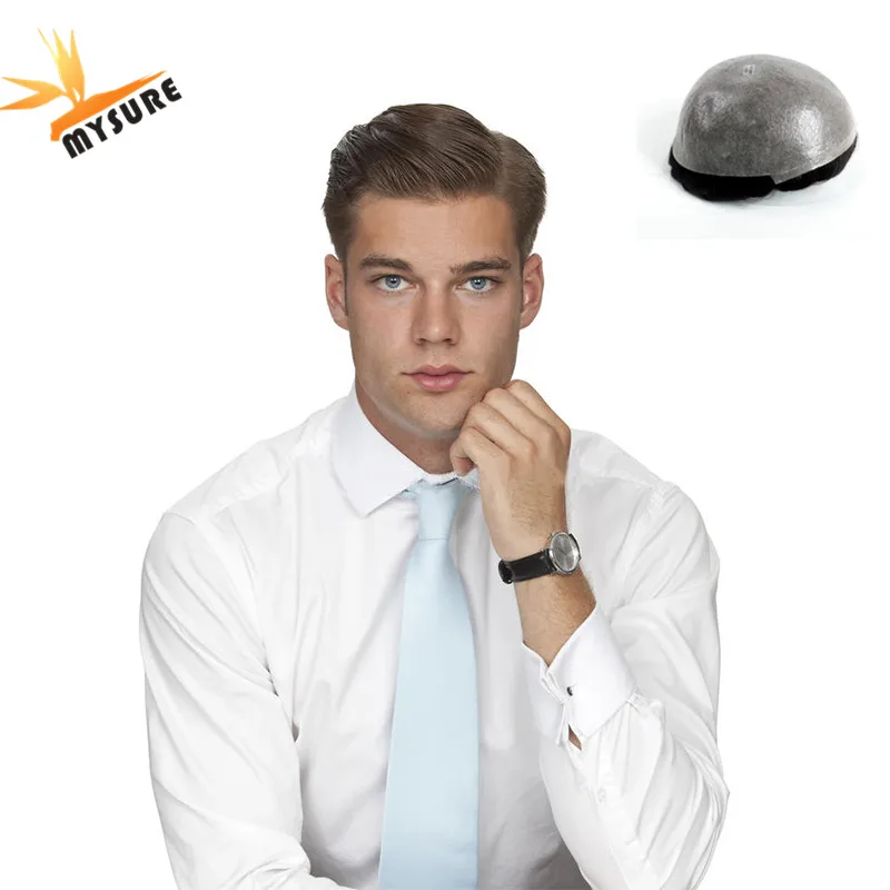 

men toupee thin skin ultra human hair toupee mono top adhesive toupee