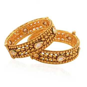 Indian Jewelry Kundan Polki Bangles For 