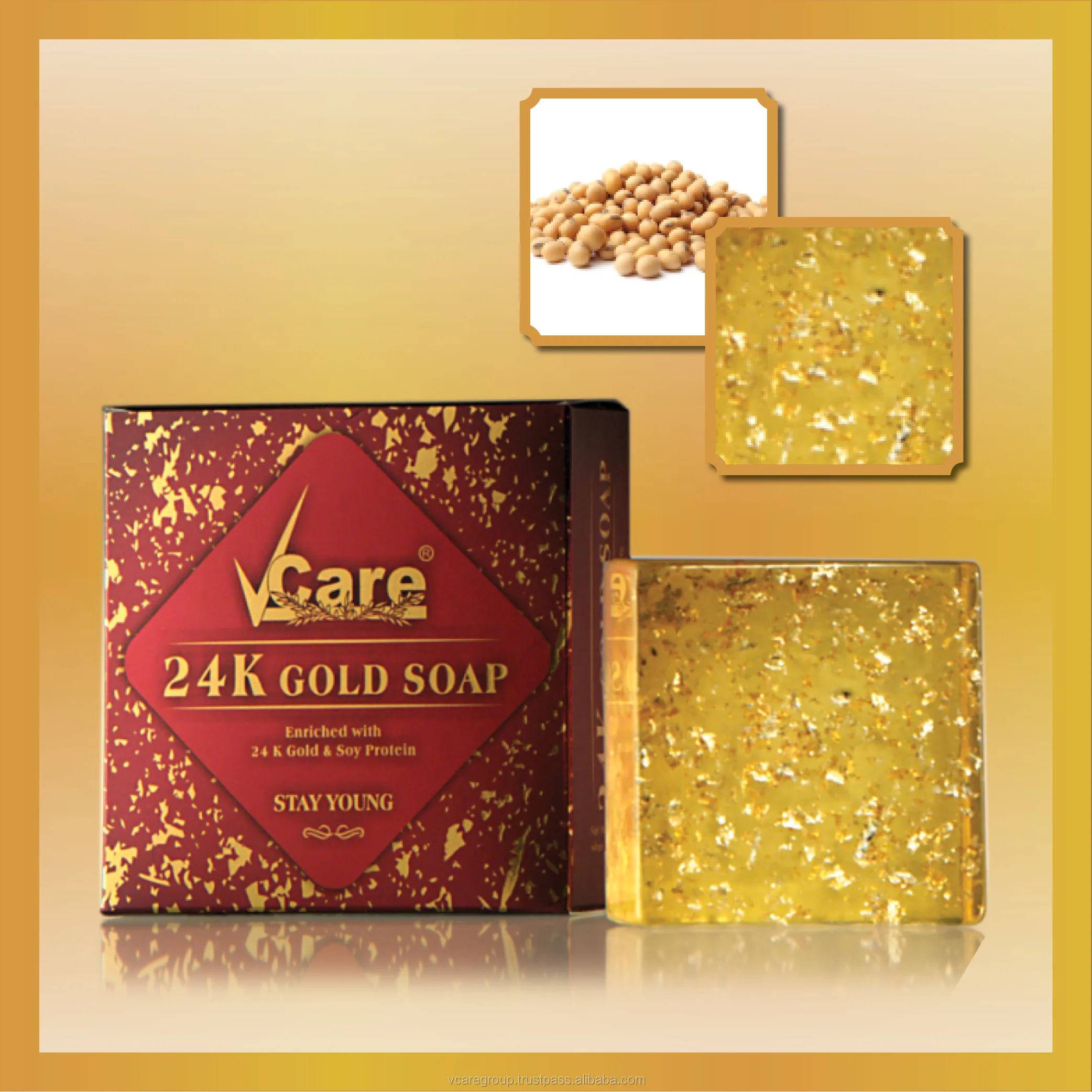 Vcare Gold Soap 24 Carat Gold Flakes Added Glycerin Soap For Wrinkle