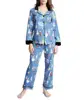 Wholesale Custom Festive Graphic Printed Pajamas Set Cotton Spandex Long Sleeves Women Sleepwear