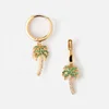 LOZRUNVE Silver 925 Pave CZ Stone Palm Tree Small Hoop Earrings Findings