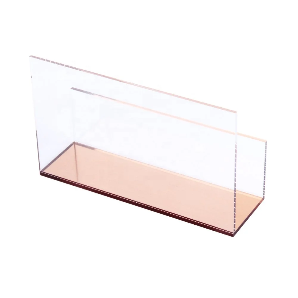 
Acrylic plexiglass office tabletop organizer rose gold color mail letter holder 