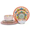 Ceramic Dinnerware Set for 4 Total 12 Pieces Dishes Set for Camping RV Orange