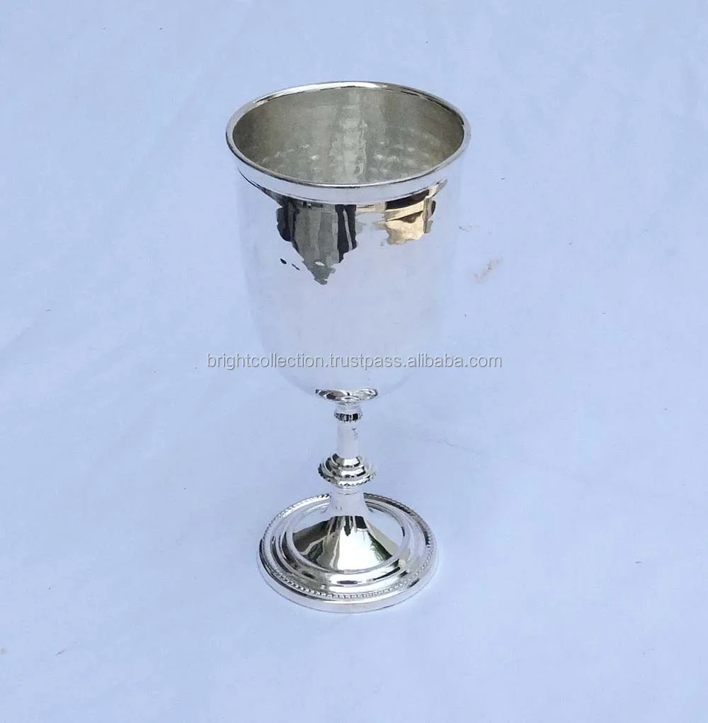 Silver Stainless Steel Wine Goblets Hand Painted Wine Goblets Vintage