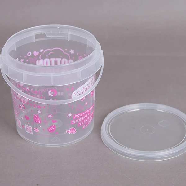 Mini Clear Plastic Bucket 2 Liter With Lid Custom Design Food Grade