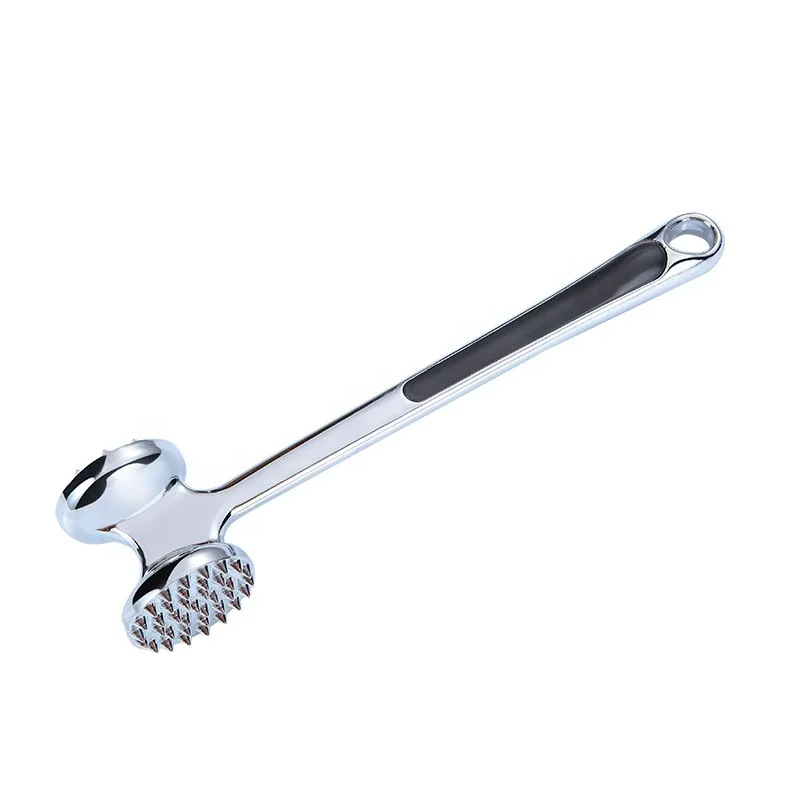 

Stainless Steel Dual-Sided Meat Tenderizer Meat Mallet Hammer Pounder For Beefsteak Pork and Chicken, Silver