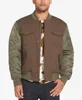 Men's Mixed Media Bomber Jacket Offering two snap flap chest pockets, a baseball collar and contrast ribbed trim