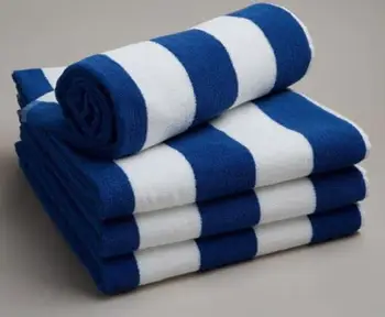 blue and white striped towels