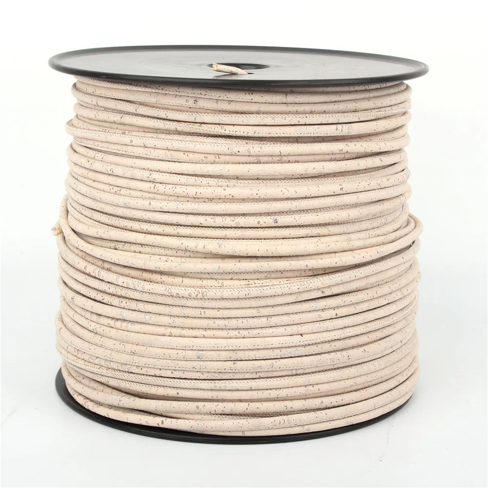 White cork cord Natural cork 5mm round Portuguese cork wholesale jewelry supplies /Findings Cor-165