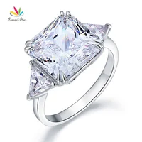 

Solid 925 Sterling Silver Three-Stone Luxury Ring Anniversary 8 Carat Created Diamante Accept Drop Shipping