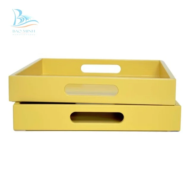 
Yellow Color Vietnam Lacquer Tray. Lacquerware Serving Tray 