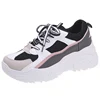 Women Wedge Sneakers Lace-up Patchwork Athletic Running Walking Sports Shoes