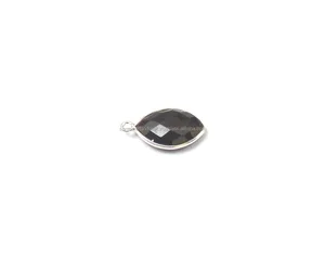 Black onyx gemstone connector marquise shape silver plated jewelry supplies jewelry making gemstone bezel connector