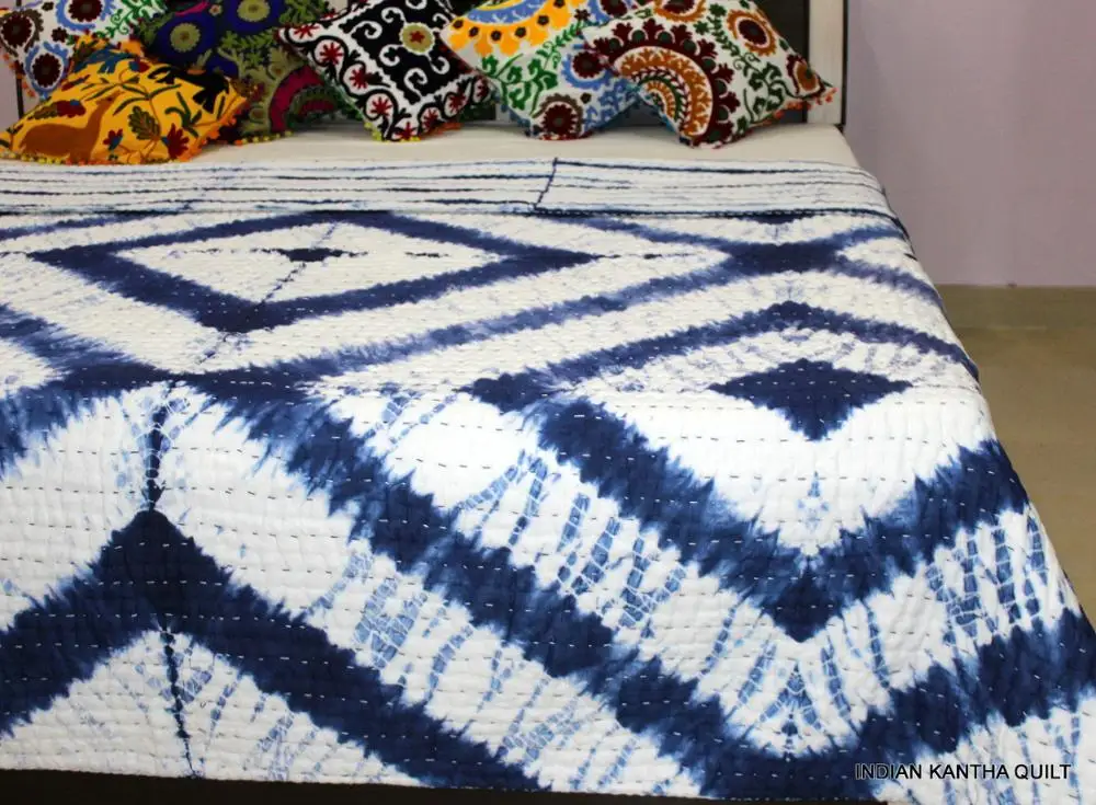Indian Kantha Quilt 100 Cotton Quilt Hand Stitched Kantha Blanket