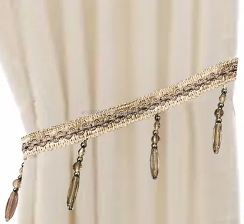 Beige Beaded Gem Braid Tiebacks Rope Curtains Holdbacks Curtain