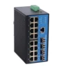 Dinrail industrial 4 Gigabit SFP+16x10/100Base-Tx managed Ethernet switch with 12v Redundant low Power input for mining service