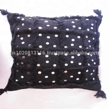 Amazing Moroccan Hand Woven Wedding Blanket Sequined Pillow Covers