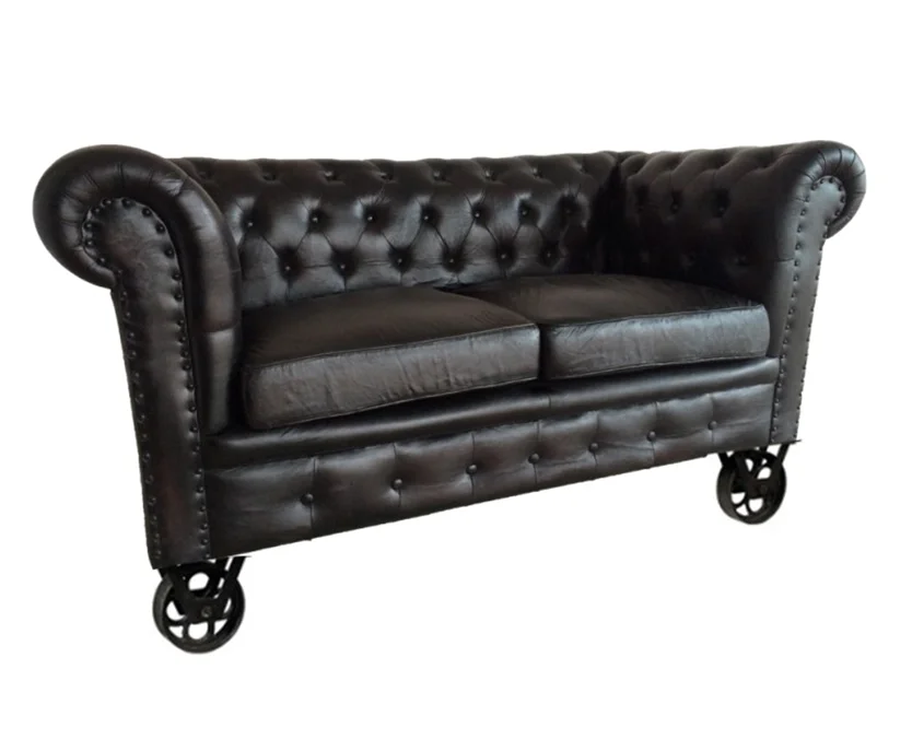 Chesterfield Sofa Genuine Leather On Wheels Industrial Sofa Design