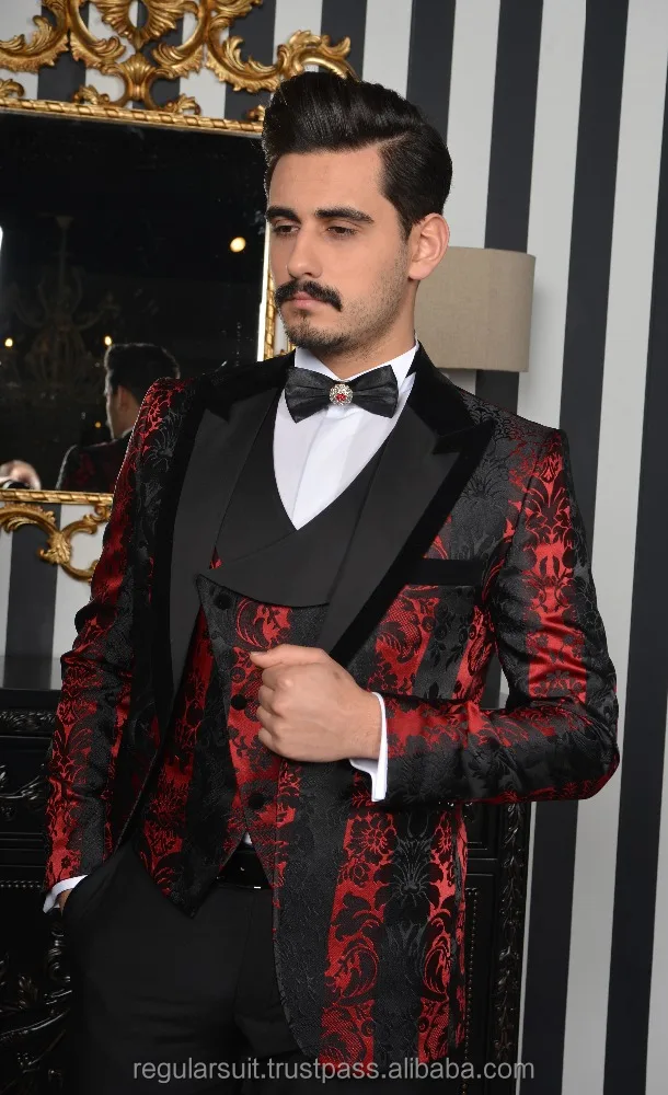 
Best Suit Money Can Buy Patterned Black Red Man Suit 