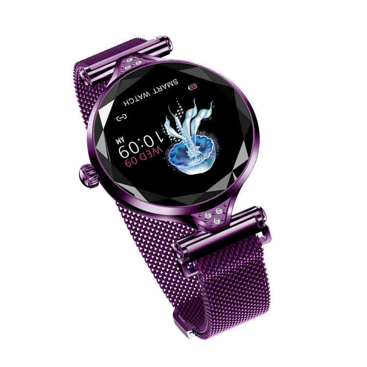 

New design fashion girls watch H1 round led screen smart watch female heart rate waterproof IP67 blood pressure bracelet