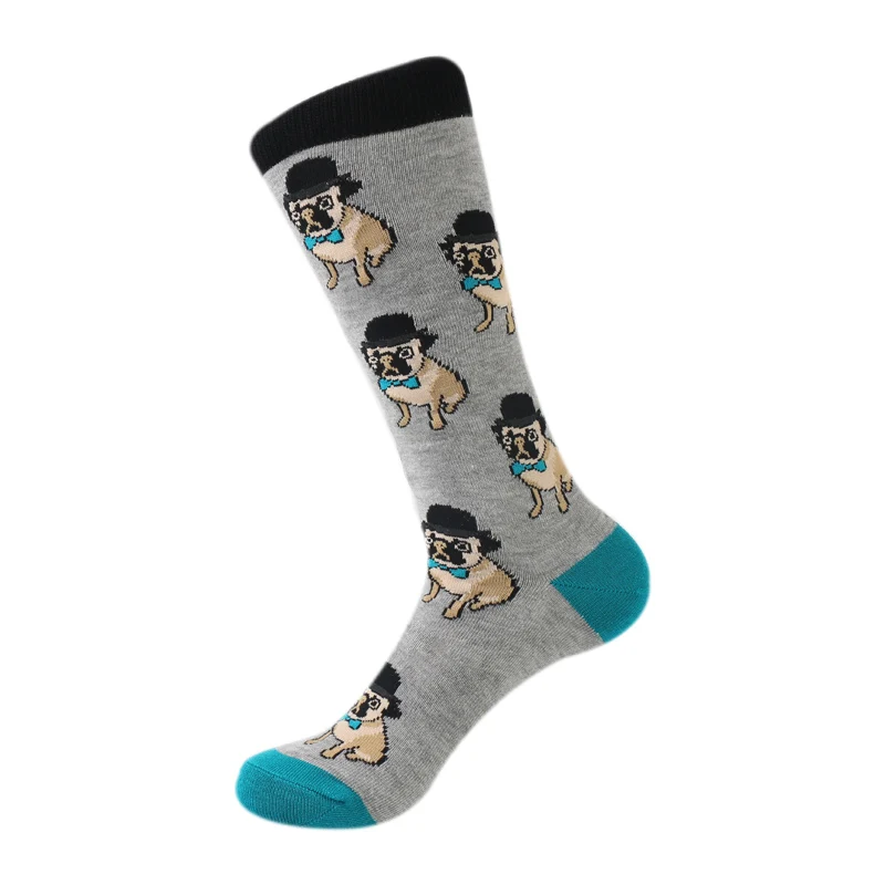 

Factory Fashion Happy Dog Cotton Bamboo Crew Dress Funny Socks Men, Gray dog