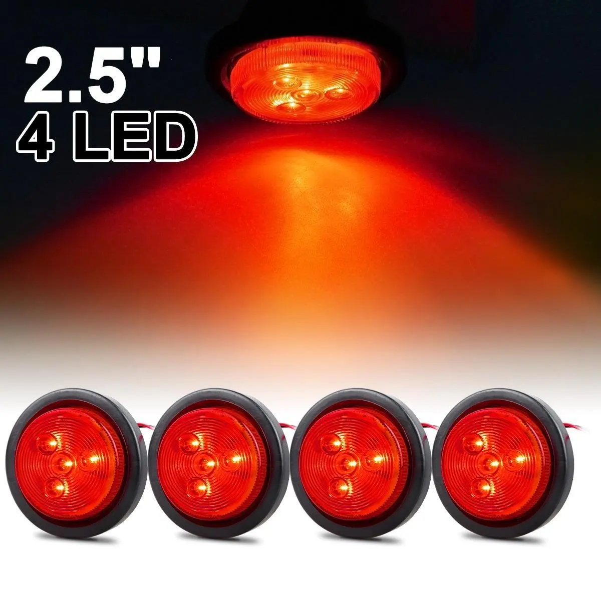 Buy Flush Flange Mount 4 Round Red Lights Stop Turn Tail