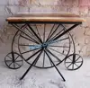 Handmade Industrial Vintage Rustic Reclaimed Wooden Furniture / Cycle Wheel Dining Table
