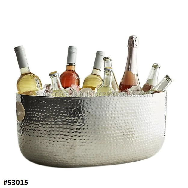 Metal Wine Cooler Tub Party Wine Tub Round Shaped Ice Bucket Metal