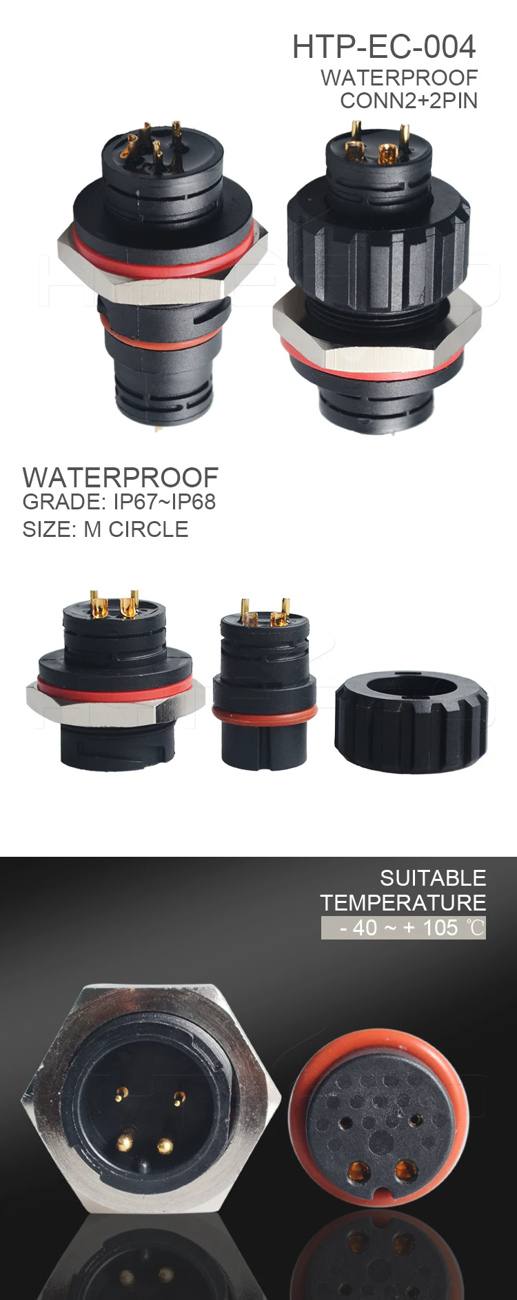 Ip68 Underwater Electrical Plug 4 Pin Waterproof Male Female Connectors View Ip68 Underwater 