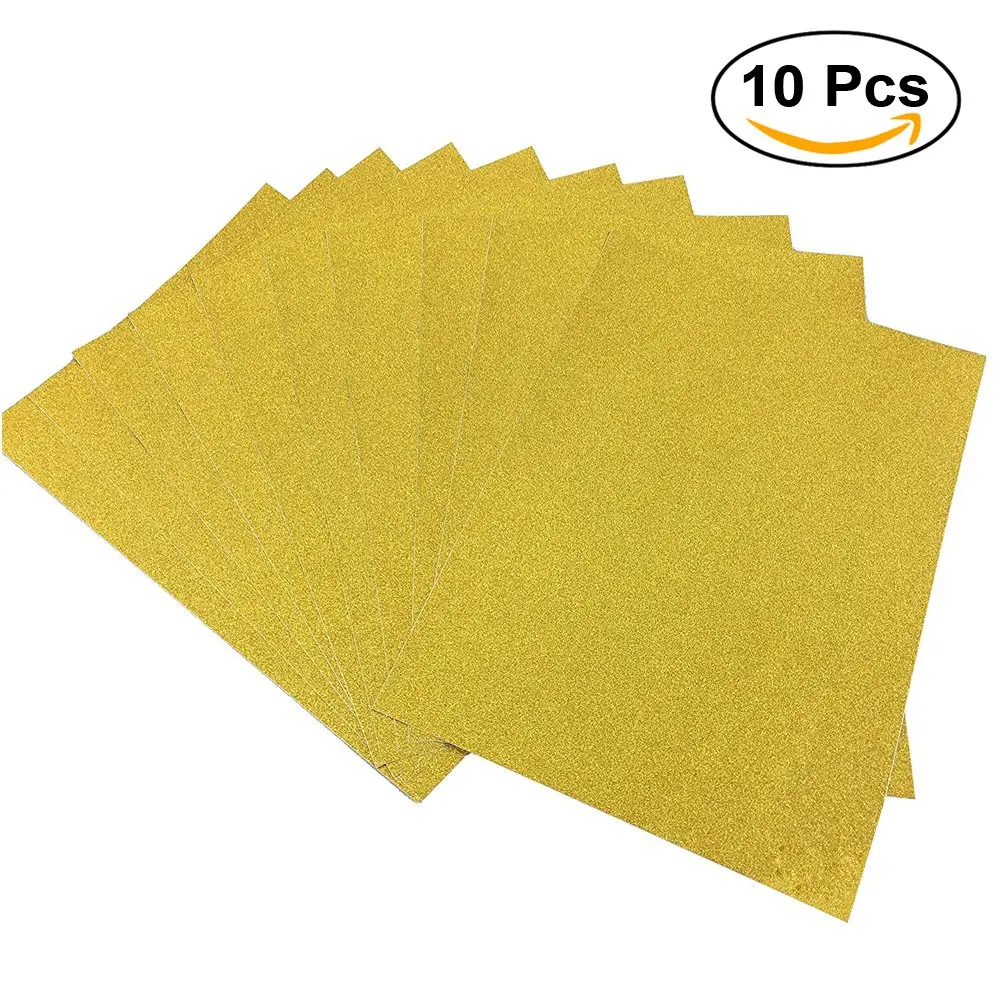 10pcs A4 Sheets Gold Glitter Cardstock Card Making DIY Material Sparkling Craftwork Scrapbooking Gift Wrapping Box Tissue Paper Sheets for Wrapping