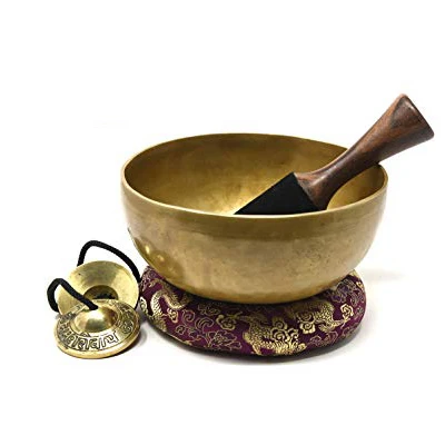 Metal Singing Bowl Golden Finishing Handcrafted Musical Instrument ...