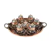 Hand Made Copper Serving Set for Six High Quality Espresso Set Tea Cups Coffee Cups