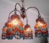 BR232 Antique Style 4 Shades/Arms Beaded Chandelier/Lighting
