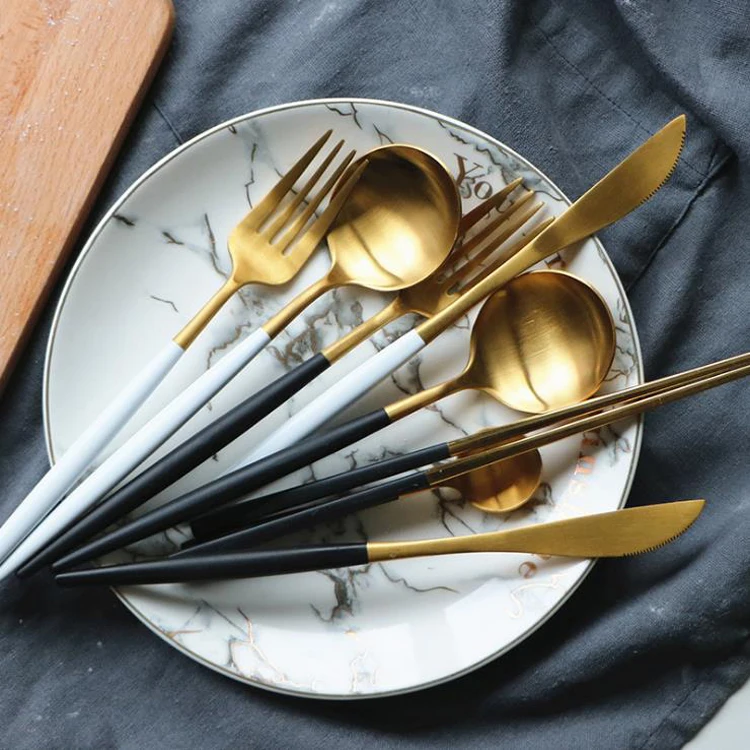 

wholesale restaurant 304 stainless steel metal custom luxury gold flatware