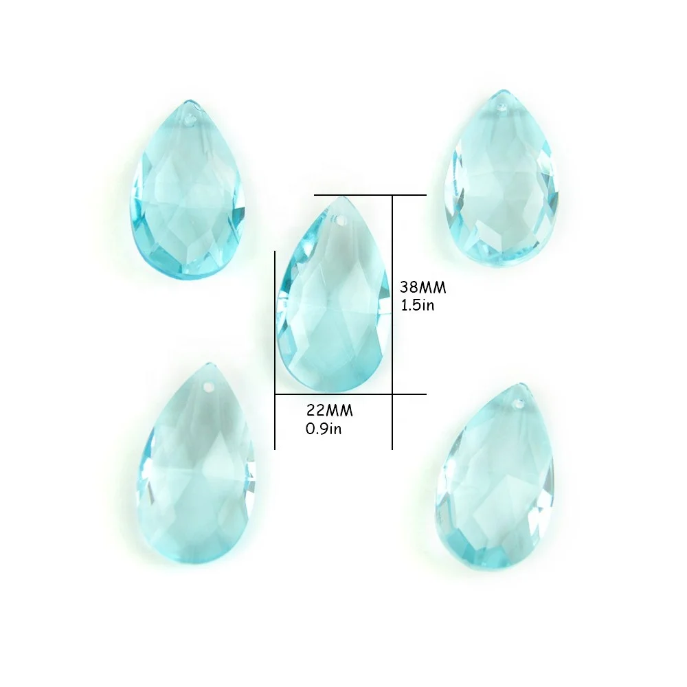 

Top Selling Fashion Style  Aquamarine Almond Of Trimming Prism Accessories Crystal Lamp Teardrop Parts For Chandelier Decor, Lt aqauamarine