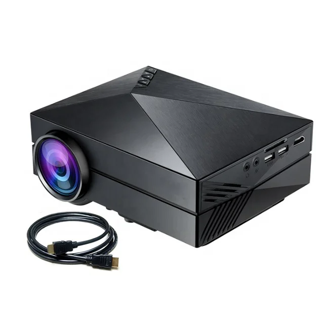 

New Gm60 HD Mini Portable LED Projector Home Mini LED Projector 1080p Decode Projector, Black