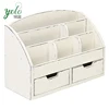Vintage White Color Rustic Wall Mounted File Holder,Office Wood Desktop Organizer With 2 Drawers