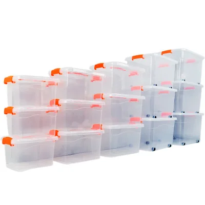 

400827 Large stackable clear pretty containers plastic storage boxes with lids