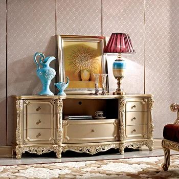 European Tv Cabinet Living Room Furniture Solid Carved Wooden Tv