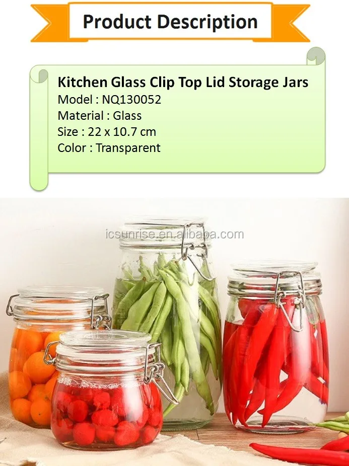 Bote Sellado Hermético De Vidrio Multifuncional,Clip De Tarro De