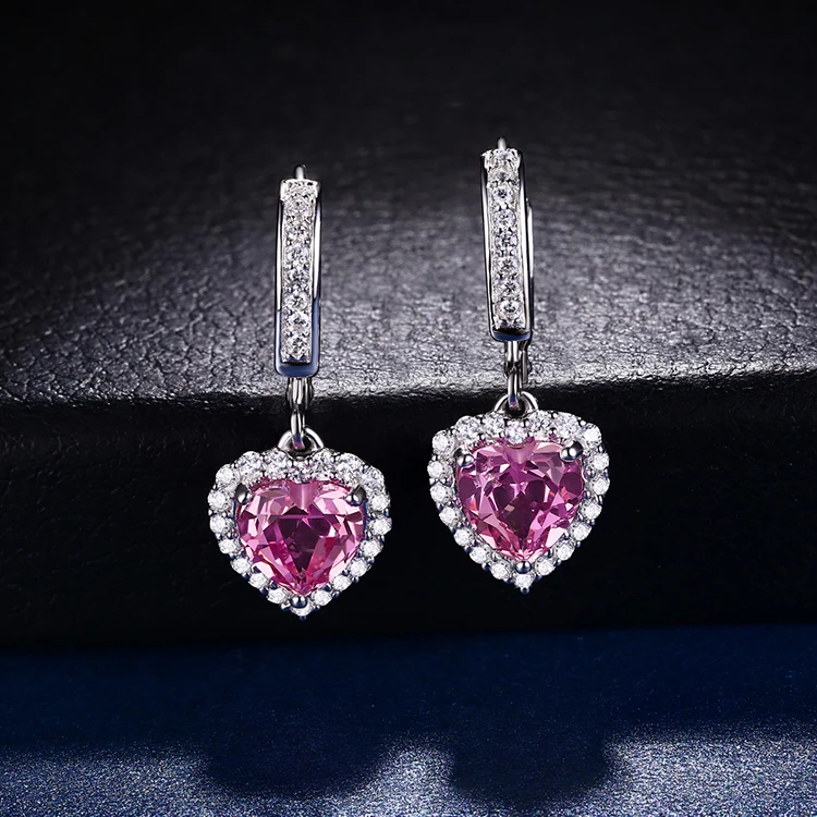 Luster silver sterling 925 pink sapphire earring jewelry supplies
