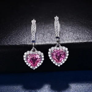 Luster silver sterling 925 pink sapphire earring jewelry supplies