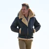 Aviator Pilot Flight Fighter Leather Jacket shear ling leather jacket for Men Winter leather jacket Fur lining