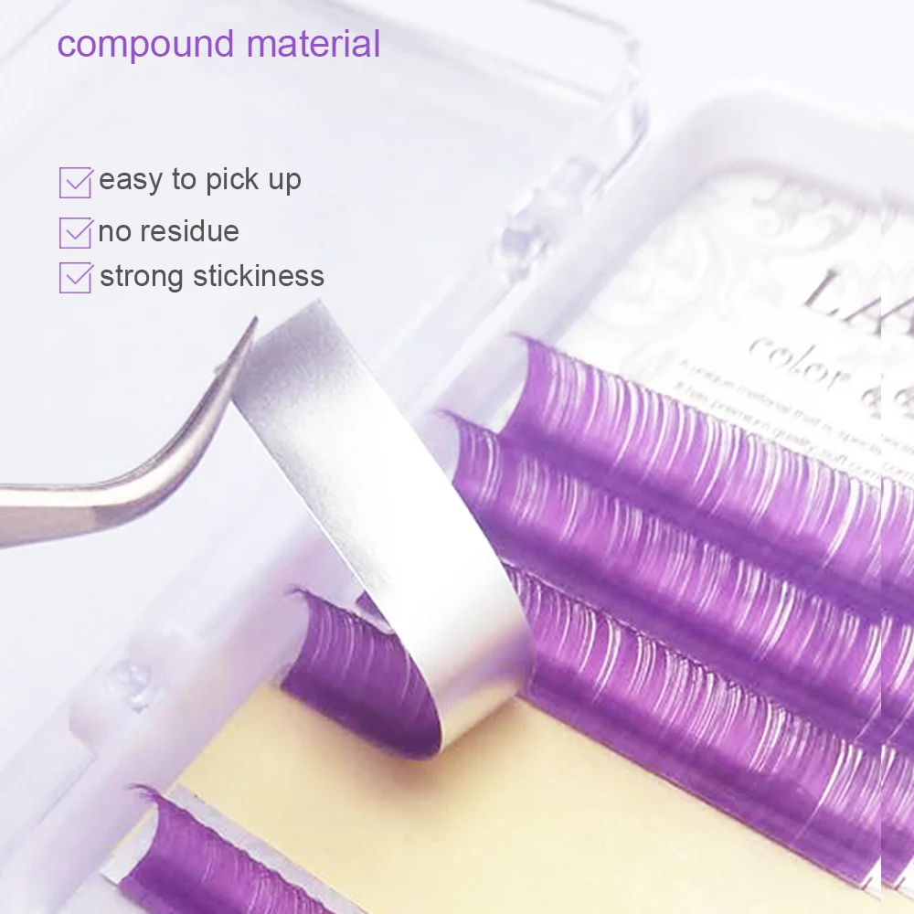 

Wholesale Purple eyelash extension Premium soft natural cilia eyelashes own brand purple false lashes