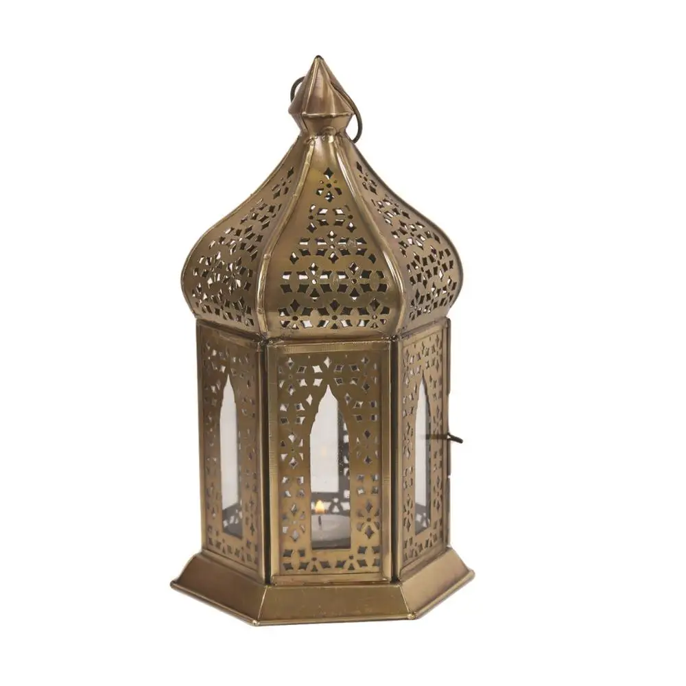 Decorative Arabic Metal Garden Lantern Candle Holder Gold Lantern