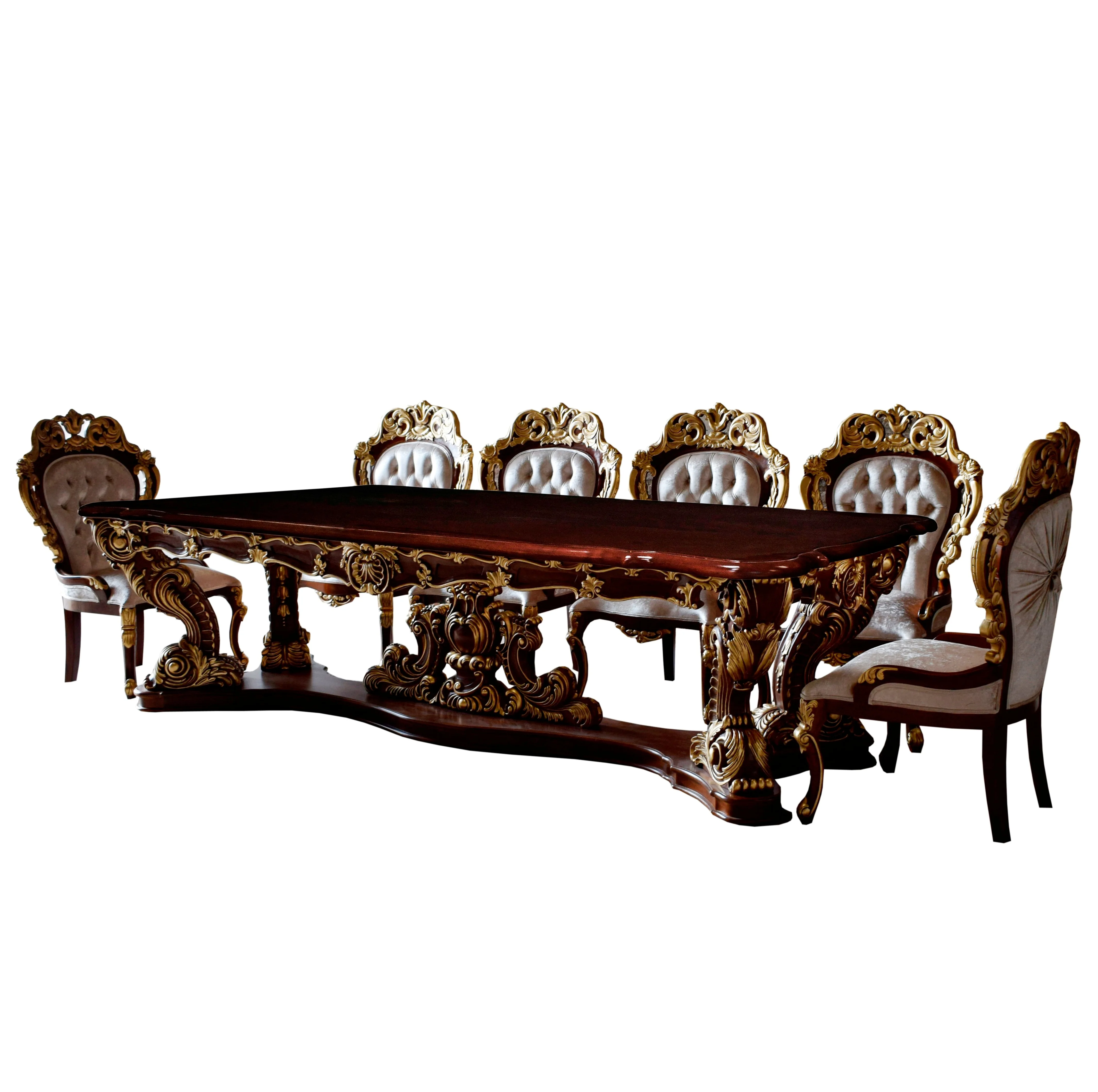 
Luxury Heavy Carved Royal Dining Table Set 10 Chairs  (50045369258)