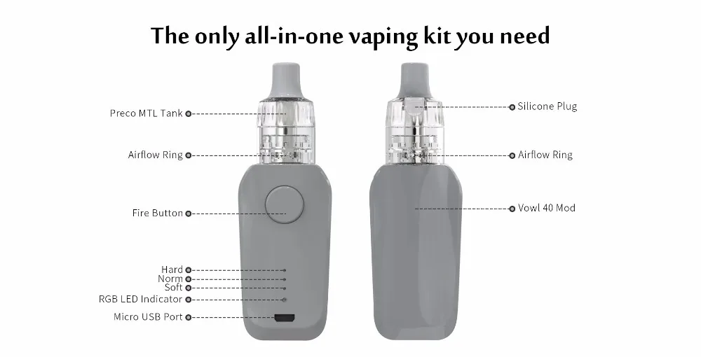 Newest amazon electronic cigarette vape starter Vlit Vowl 40 kit with Preco MTL tank vape pen electronic cigarette
