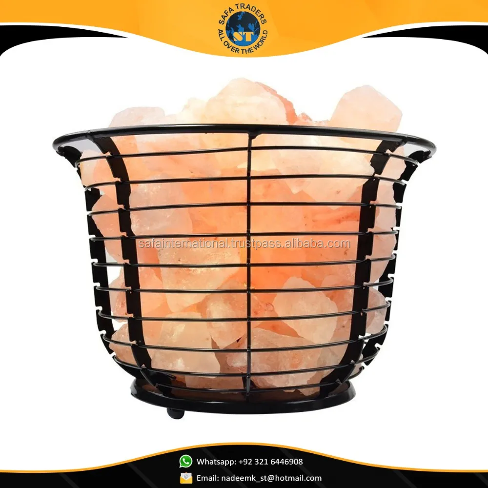 Crystal Natural Himalayan Basket Salt Lamp In Metal Basket Buy