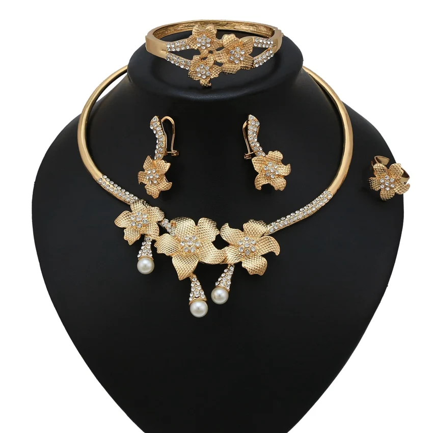 

African Design Wedding Engagement For Woman 18k Gold Plated Jewelry Set