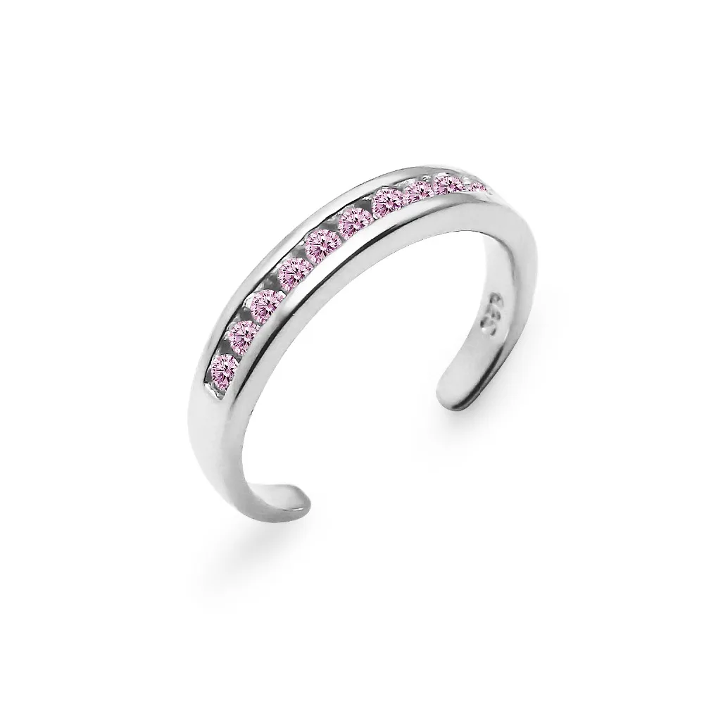 
Sterling Silver pink CZ Sparkling Toe Adjustable Ring 
